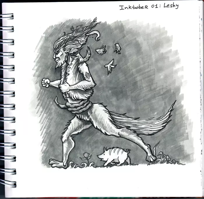 Inktober in Slavic - My, Inktober, Myths, Mobs, Longpost