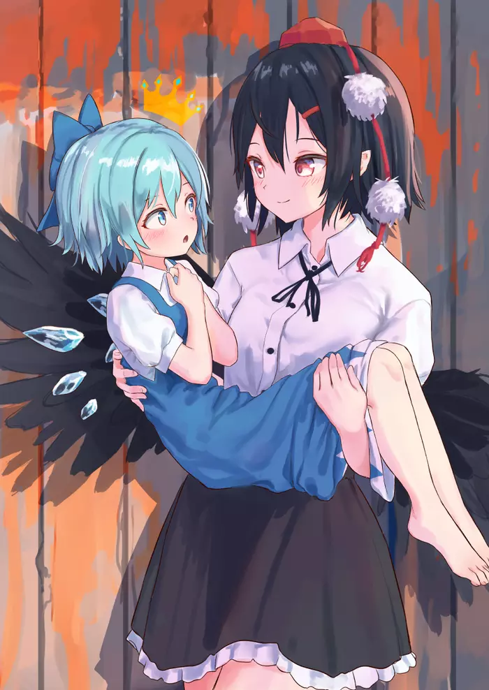 Aya & Cirno - Touhou, Shameimaru aya, Cirno, Anime art, Anime, Not anime, Roke