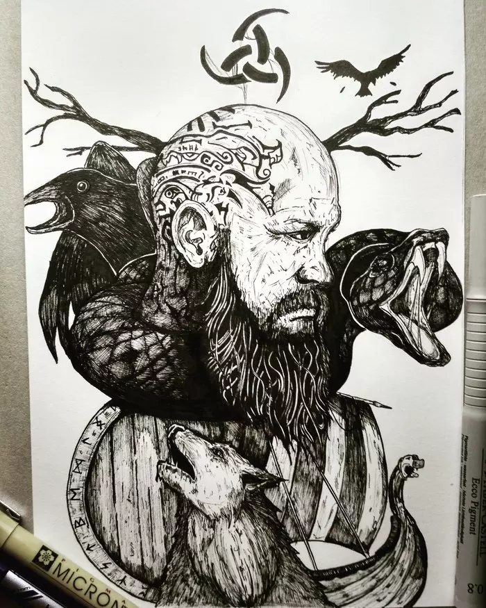 Ragnar Lothbrok - My, Drawing, Викинги, Sketch, Art