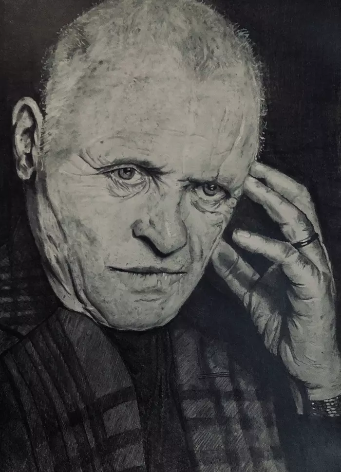 Sir Anthony Hopkins - My, Portrait, League of Artists, Pencil drawing, Anthony Hopkins, Longpost