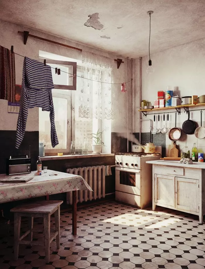 Atmospheric - Kitchen, Past, Render, Nostalgia