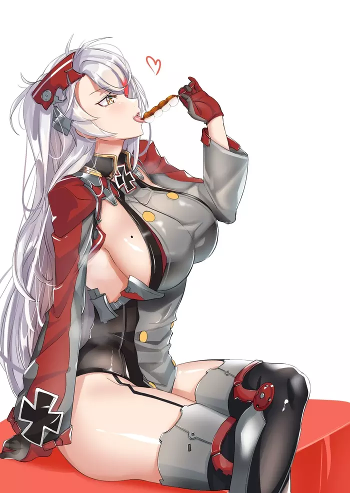 Prinz Eugen - NSFW, Azur Lane, Prinz Eugen, Sugoi Dekai, Sideboob, Anime Art, Аниме, Арт