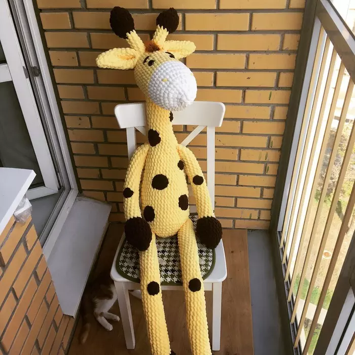 Giraffe Rafik plush - My, Crochet, Amigurumi, Knitted toys, Handmade, Toys, Longpost, Giraffe, Knitting