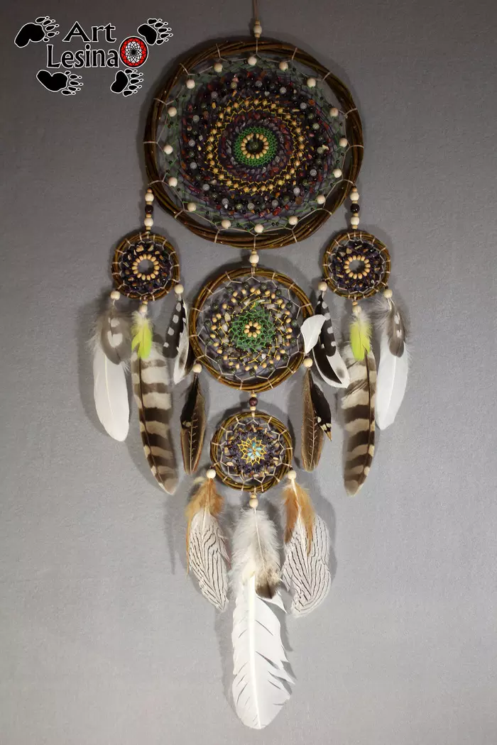 Dream catcher with natural stones - My, Dreamcatcher, Needlework without process, Needlework, Creation, Amulet, Longpost