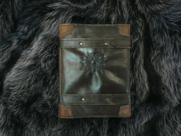 Original gift - My, The Witcher 3: Wild Hunt, Needlework without process, Cover, Natural leather, Hobby, First post, Longpost, Anniversary