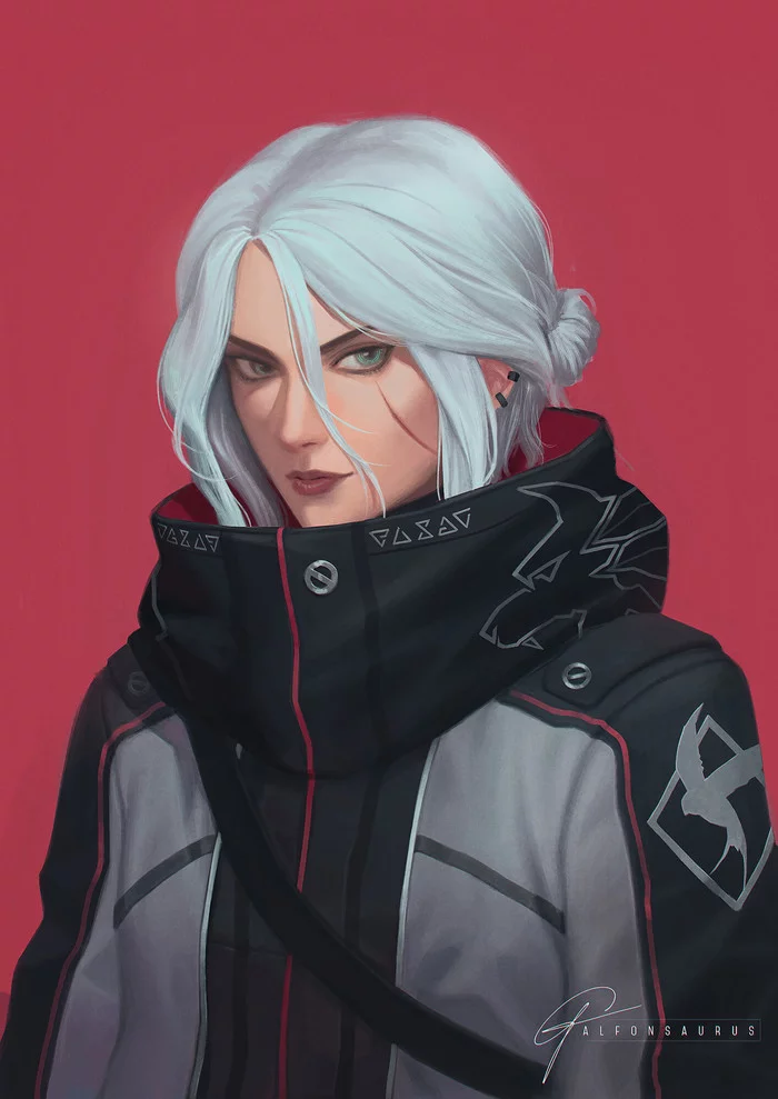 Cyber-Cirilla - Ciri, Witcher, The Witcher 3: Wild Hunt, Cyberpunk 2077, Games, Art, Drawing, Crossover, Crossover