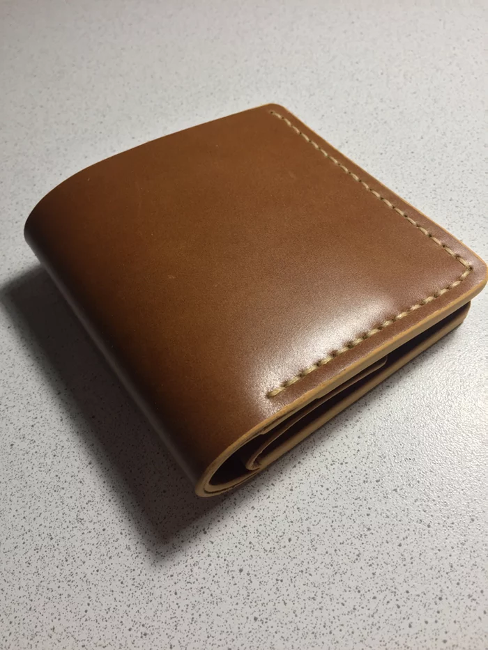 Purse with a compartment for coins - My, Wallet, Purse with coin box, Leather products, With your own hands, Longpost, Purse