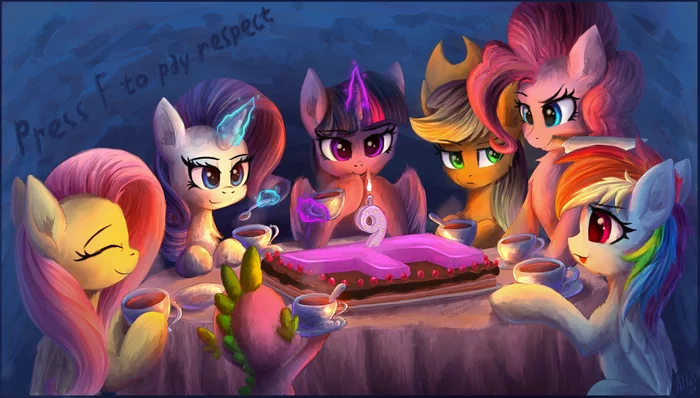 9 years - My little pony, PonyArt, Mane 6, Atlas-66, Spike