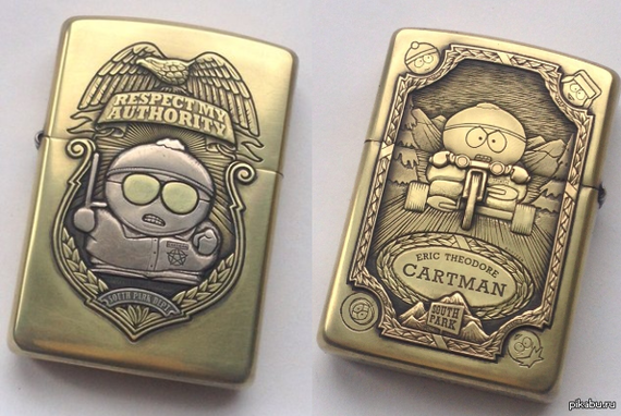 Уважай мой авторитет! - Моё, Zippo, Гравировка, Лазерная гравировка, South Park, Эрик Картман, Длиннопост