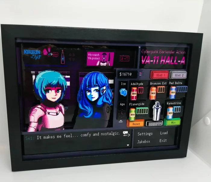 Diorama based on the game Va-11 Hall-A - Sei/Kira Miki - My, VA-11 Hall-A, Diorama, Cyberpunk, Visual novel, Longpost