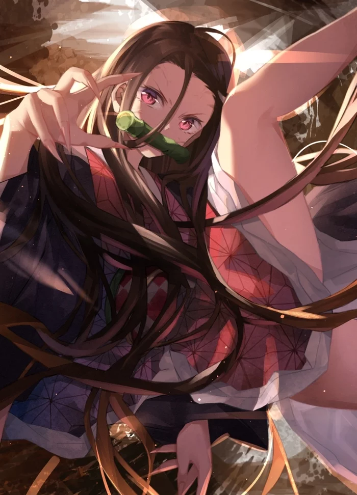 Nezuko Kamado - Anime, Art, Anime art, Nezuko Kamado, Kimetsu no yaiba, Pixiv