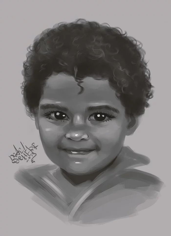 Black boy - My, Art, Portrait, Children