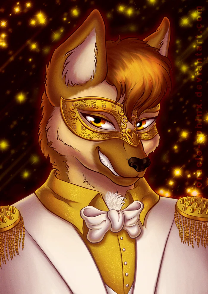 Golden Masquerade - Моё, Furry Art, Фурри, Oracle-Sphinx, Заказ, Антро