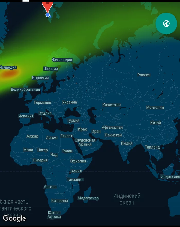 Где видно северное сияние карта