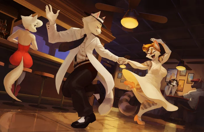 Cats do, in-fact, dance! - Furry, Furry art, Furry feline, Furry cat, Dancing, Sy Noon