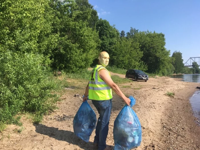 #TRASHTAG 24.0 Volga - Garbage, Saturday clean-up, Volga river, Kostroma, Pure Man's League, Longpost