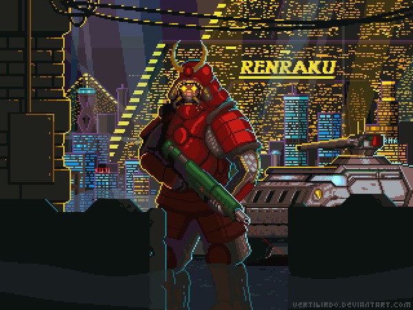 Renraku Red Samurai Pixel Art, Shadowrun, , Coub