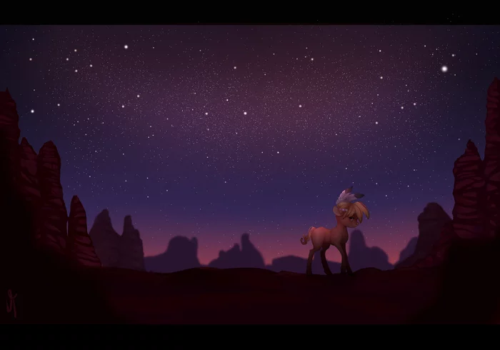 Feel the spirits of night - My Little Pony, Little Strongheart, Ночь, Звездное небо