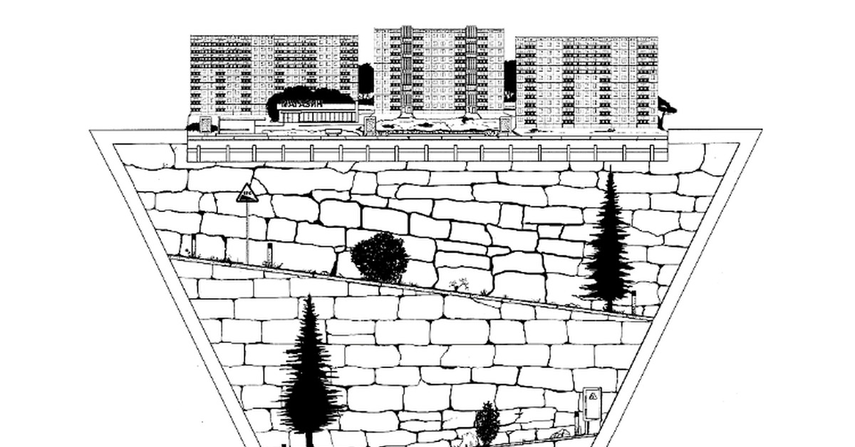 Икарусы на склонах. - Моё, Арт, Рисунок, Тушь, Графика, Автобус, Гифка, Икарус, Склон, Дом