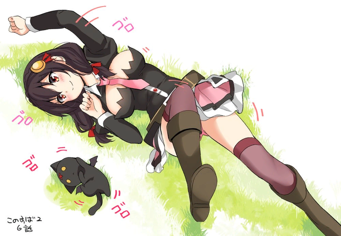 Rolling YunYun Konosuba, Anime Art, Yunyun, Chomusuke, 