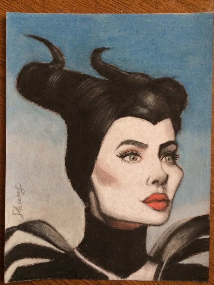 My works - My, Painting, Pastel, Joker, Maleficent, Longpost