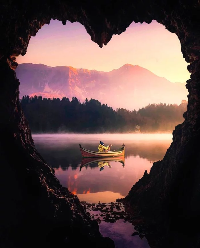 Our nature is generally talented - Nature, Heart, The mountains, Lake, A boat, Collage