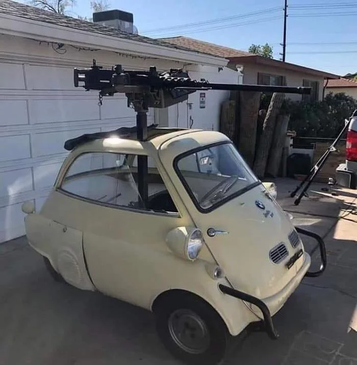 BMW Isetta with M2 machine gun - Bmw, Reddit, Brauning Browning, The photo, Auto