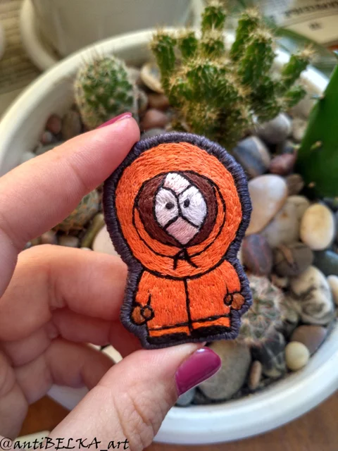 Kenny brooch - My, Brooch, Needlework, Handmade, Stripe, Kenny McCormick