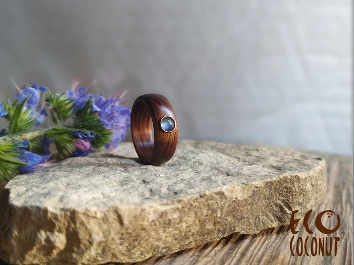 Wooden ring with stone. - My, Ring made of wood, Decoration, Woodworking, Needlework without process, Longpost