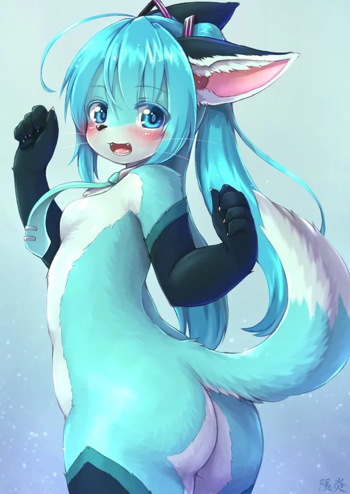 Art - NSFW, Shiitakemeshi, Hatsune Miku, Furry, Furry art, Furry edge, Art