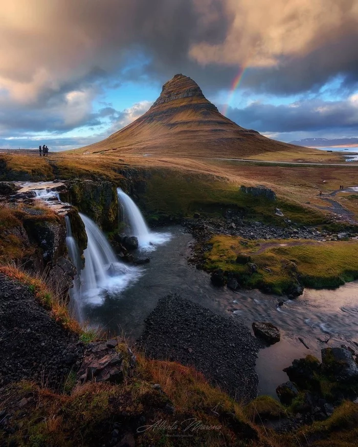 Киркьюфетль - Горы, Исландия, Фотография, Радуга, Водопад