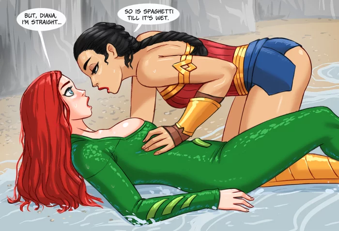 Mera and WW - NSFW, Flick-the-thief, Measure, Wonder Woman, Movies, Art, Aquaman