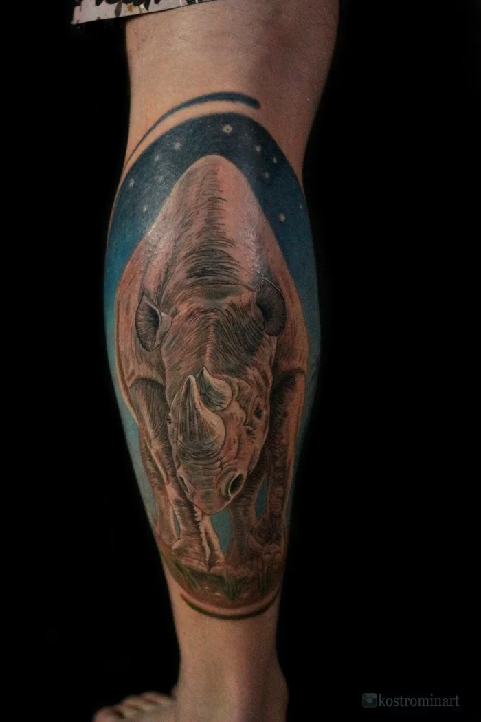 Rhinoceros - My, Tattoo, Elephants, Rhinoceros, Longpost