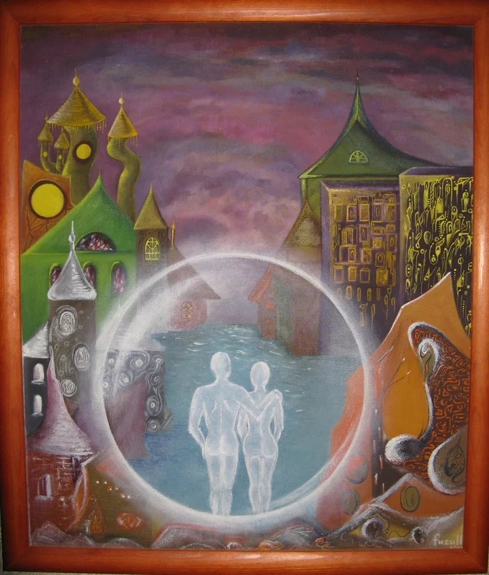 Crossing worlds. Canvas, oil. - My, Drawing, Painting, Oil painting, Needlework, Artist, Creation, Surrealism