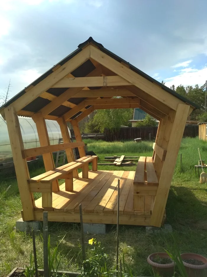 Gazebo from the magpie - My, Summer, Alcove, Dacha, Relaxation, Longpost