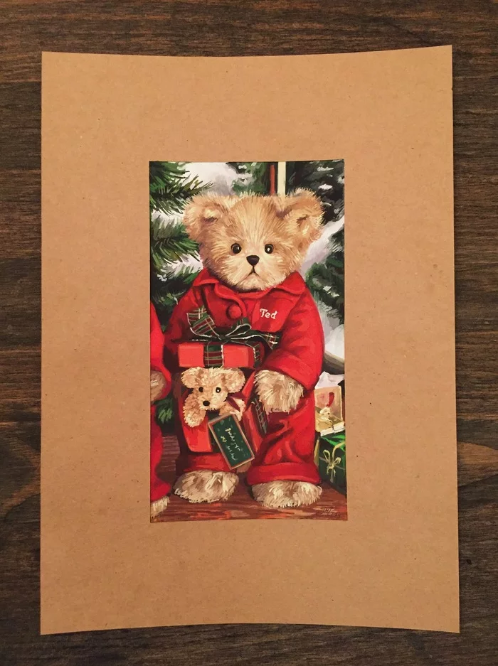 New Year's Ted Bear in red pajamas - Teddy bear, Longpost, Painting, Art, Drawing, Painting, Toys, Illustrations, My