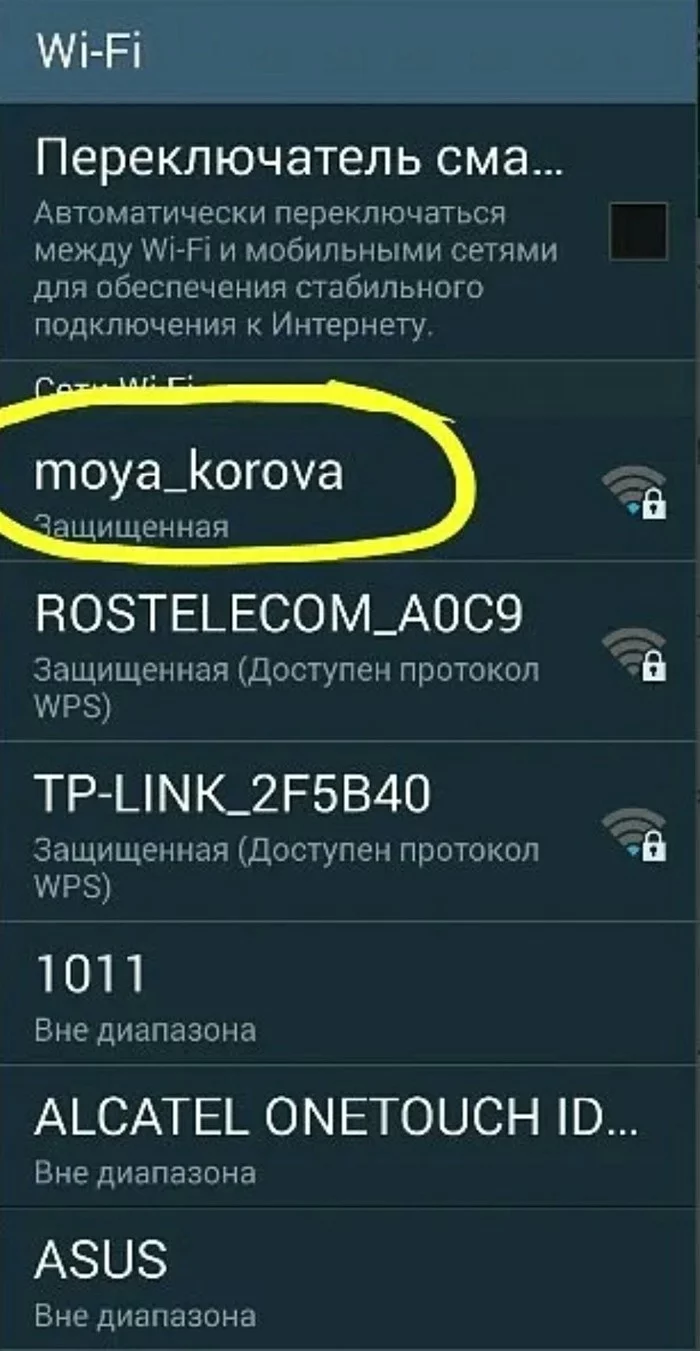 Названия WiFi сетей. - Моё, Wi-Fi, Смешное название, Скриншот