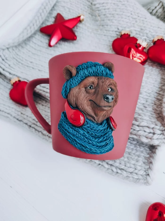 Winter is coming - My, Polymer clay, The Bears, Needlework without process, Mug with decor, Longpost, With your own hands