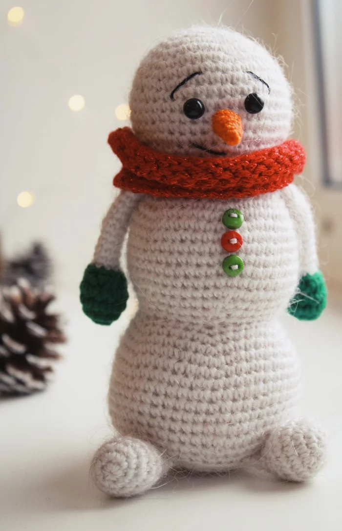 Snowman - My, Needlework without process, With your own hands, Needlework, Crochet, Amigurumi, New Year, snowman, Milota, Longpost