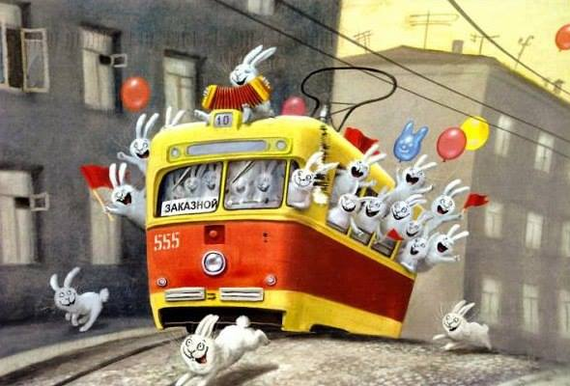 Безбилетники зайчики - в заказном трамвайчике
