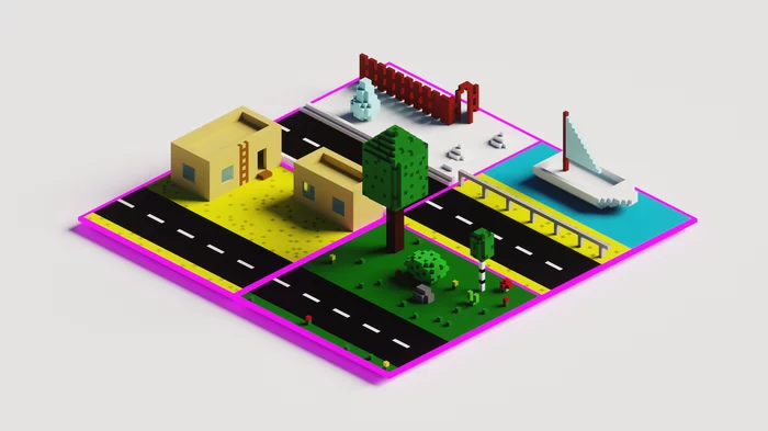 Voxel roads - My, Voxel-Art, Voxelart, Hobby, Road, Painting, Magicavoxel