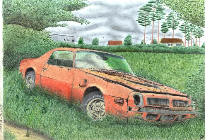 Forgotten Pontiac - My, Auto, Drawing, Colour pencils, Pontiac