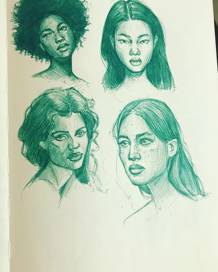 My doodles - My, Drawing, Portrait, Girls, beauty, Longpost