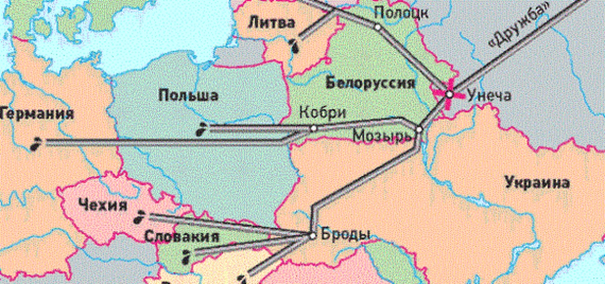 Нефтепровод дружба на карте схема расположения