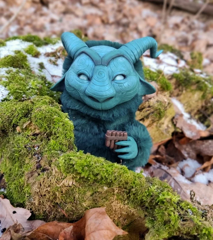 ...In the forest, a chilled faun plays the nozzle... - My, Polymer clay, Needlework without process, With your own hands, Faun, Longpost, Author's toy, Handmade