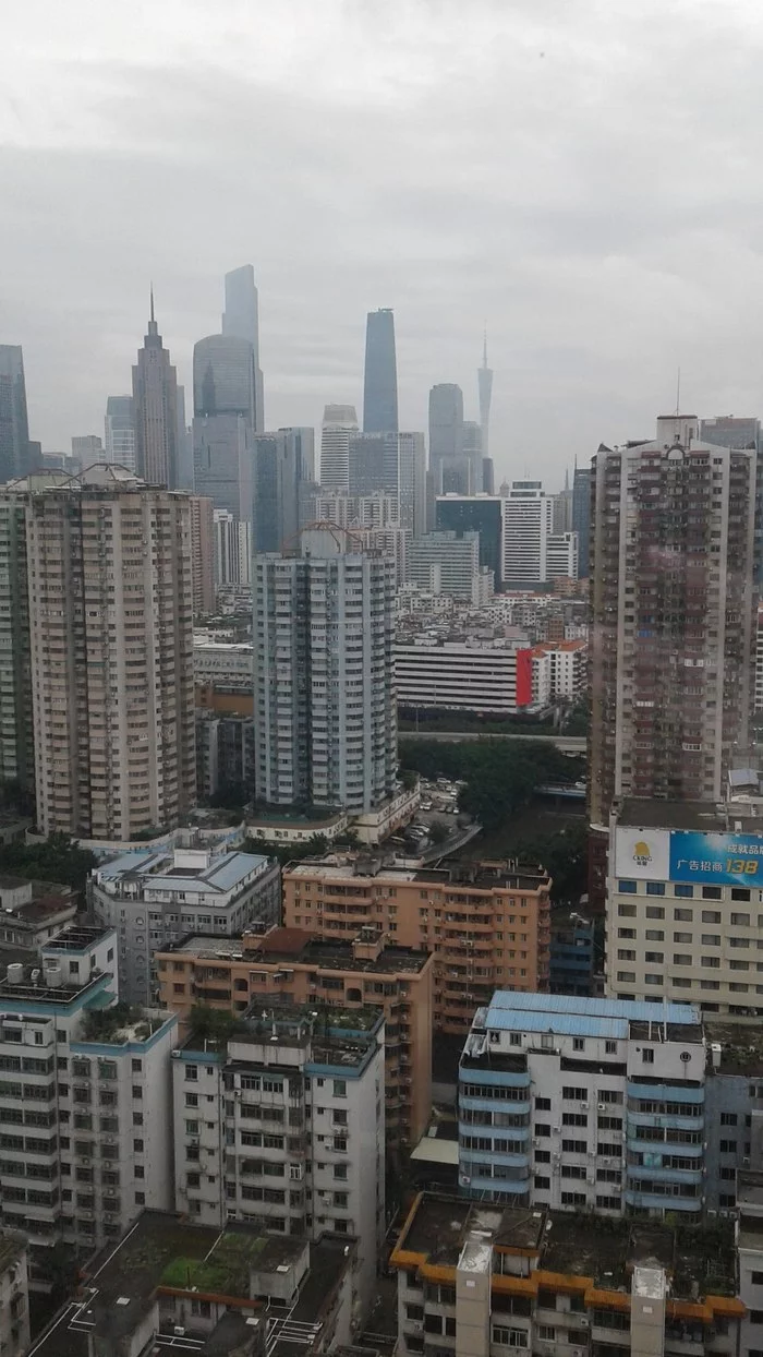 A bit of Chinese architecture and gray skies - My, Guangzhou, Architecture, China, View from the window, Longpost