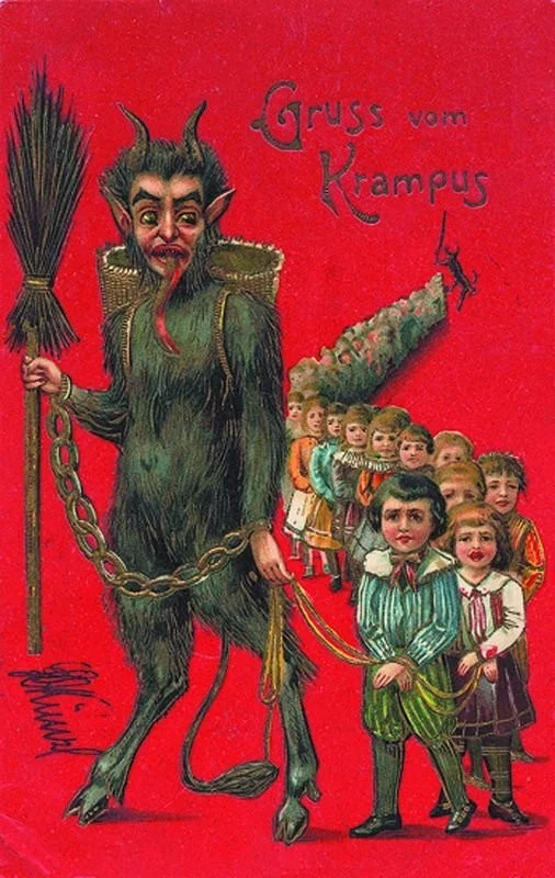 Krampus - Children, Krampus, Folklore, Retro, Postcard, Longpost