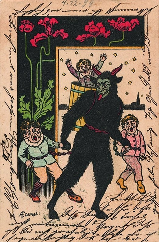 Krampus - Children, Krampus, Folklore, Retro, Postcard, Longpost