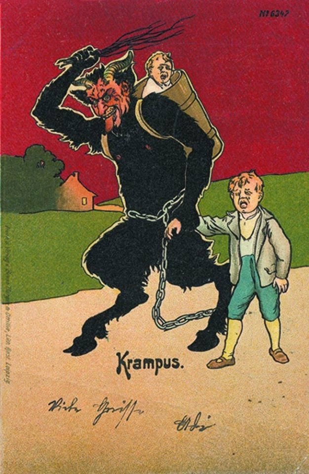 Krampus - Children, Krampus, Folklore, Retro, Postcard, Longpost