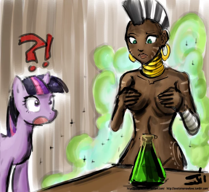 An interesting potion... - NSFW, My little pony, Zecora, Humanization, Twilight sparkle, John joseco, MLP Suggestive